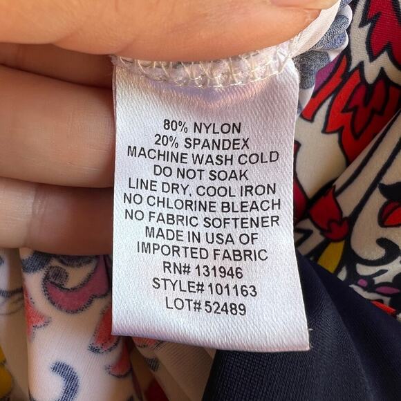 Jude Connally Floral Navy Trim Tunic Dress Size S - Picture 6 of 6